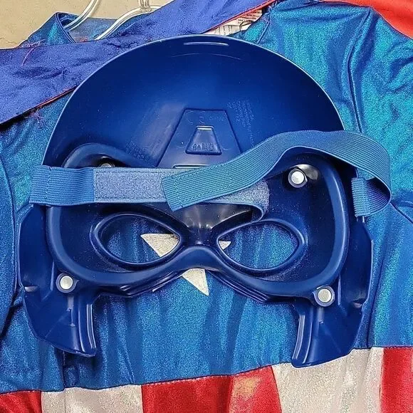 Captain America dress, cape, shield, socks, mask Childs Large 12-14 - Picture 11 of 12